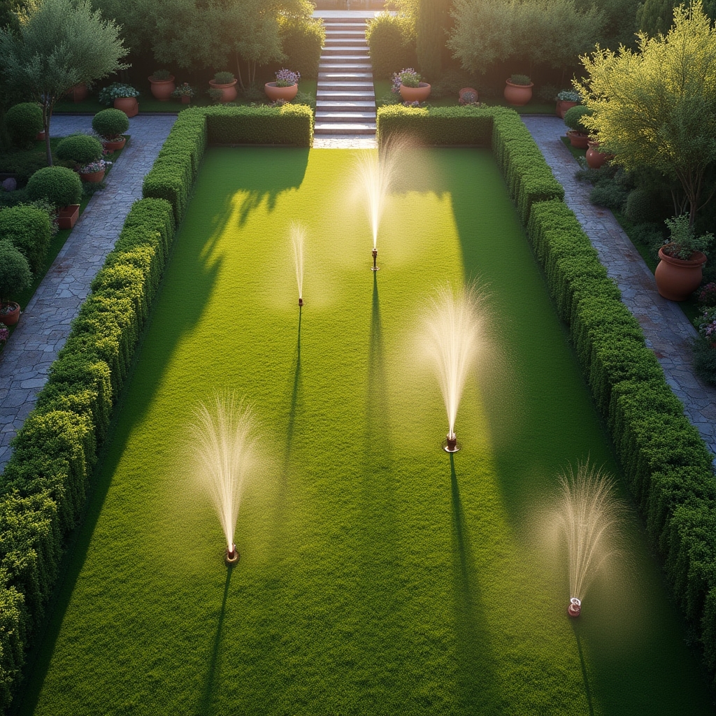 Sistema di irrigazione automatica installato in giardino privato