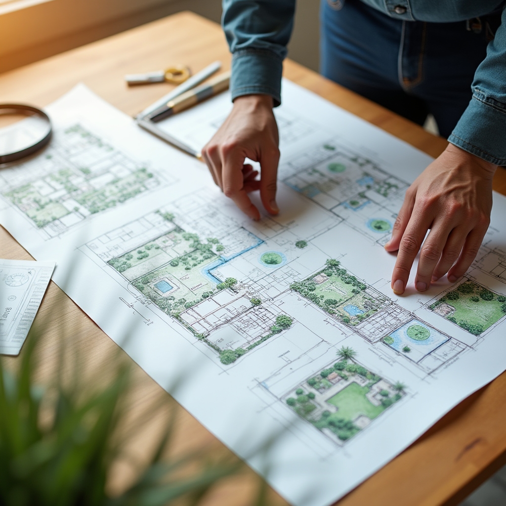 Progettazione di un impianto di irrigazione su carta con misure del giardino